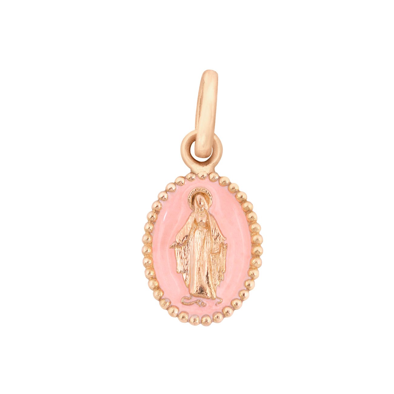 Gigi Clozeau - Pendentif Madone résine rose bébé, or rose