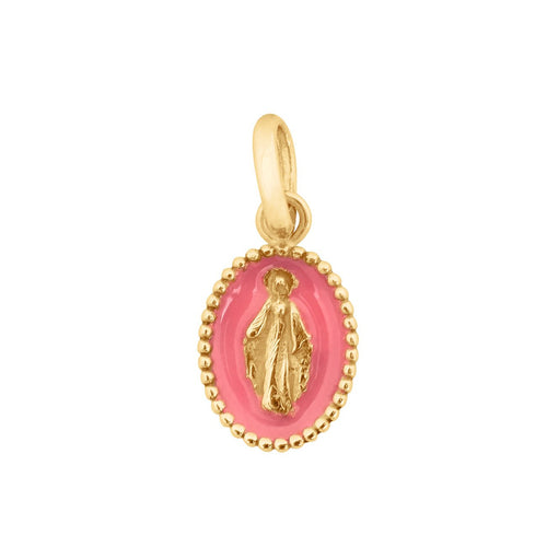 Gigi Clozeau - Pendentif Madone résine rose fluo, or jaune