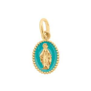 Gigi Clozeau - Pendentif Madone résine turquoise vert, or jaune