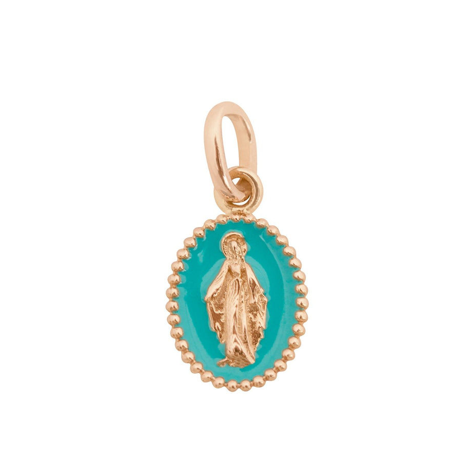 Gigi Clozeau - Pendentif Madone résine turquoise vert, or rose