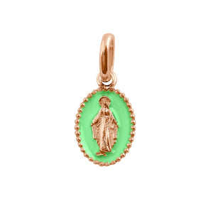 Gigi Clozeau - Pendentif Madone résine vert fluo, or rose