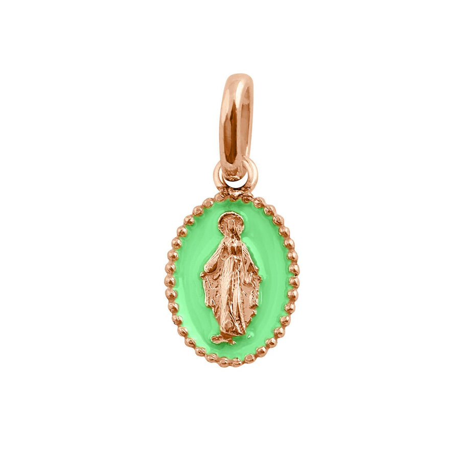 Gigi Clozeau - Pendentif Madone résine vert fluo, or rose