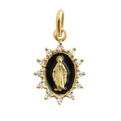 Gigi Clozeau - Pendentif noir Petite Madone Suprême, or jaune, diamants