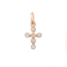 Gigi Clozeau - Pendentif opale Croix Perlée, or rose, 1 diamant