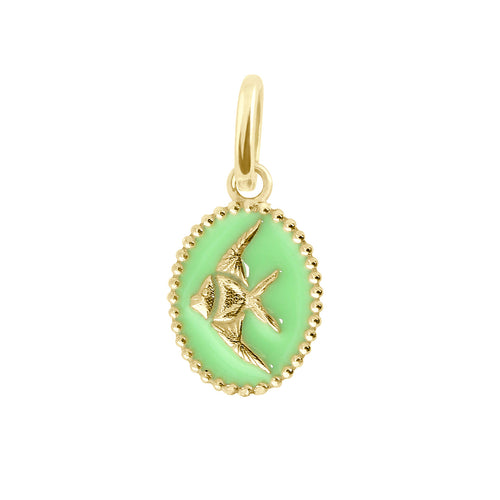 Gigi Clozeau - Pendentif Poisson Ange résine anis, or jaune