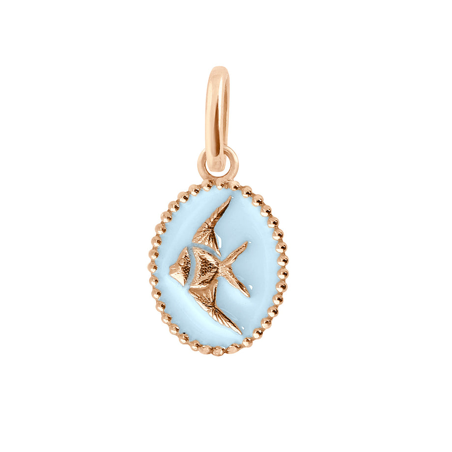 Gigi Clozeau - Pendentif Poisson Ange résine bleu layette, or rose
