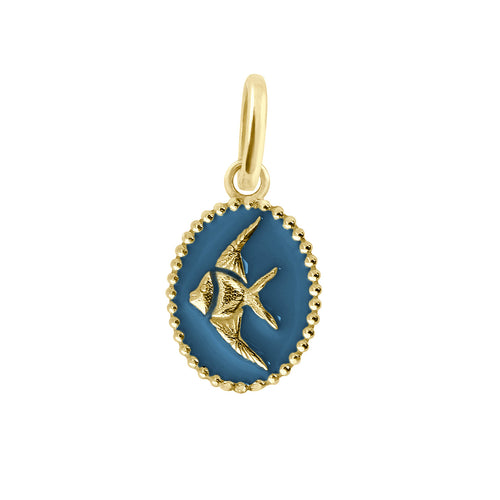 Gigi Clozeau - Pendentif Poisson Ange résine céleste, or jaune