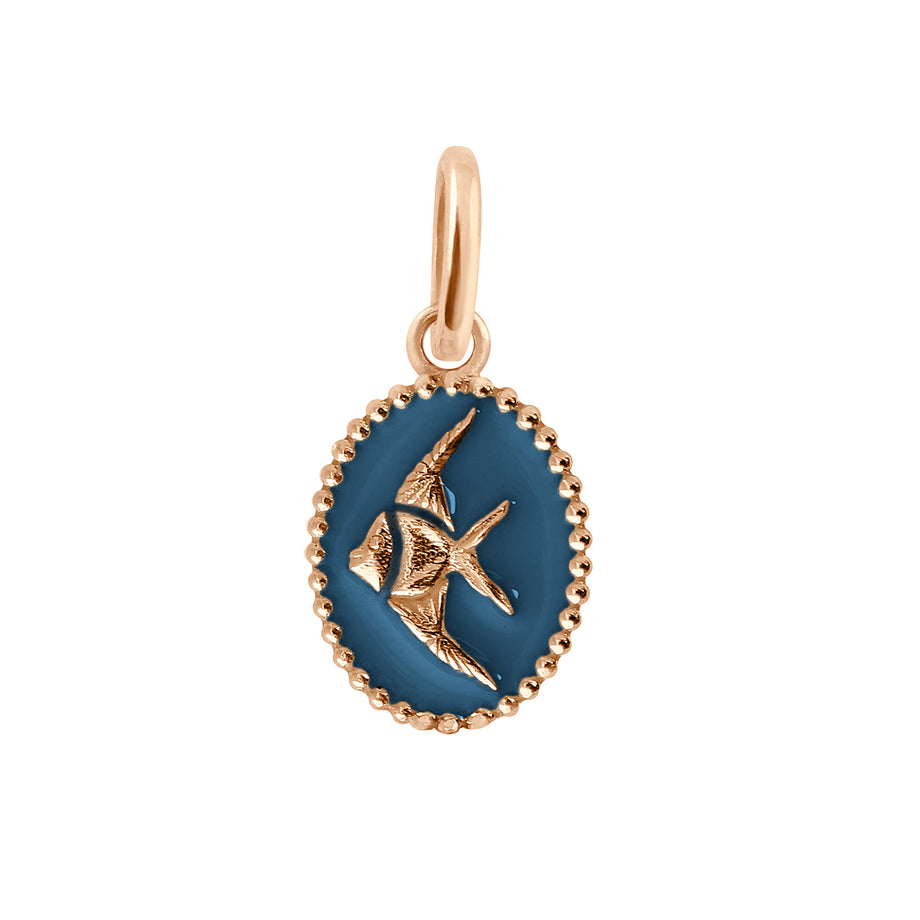 Gigi Clozeau - Pendentif Poisson Ange résine céleste, or rose