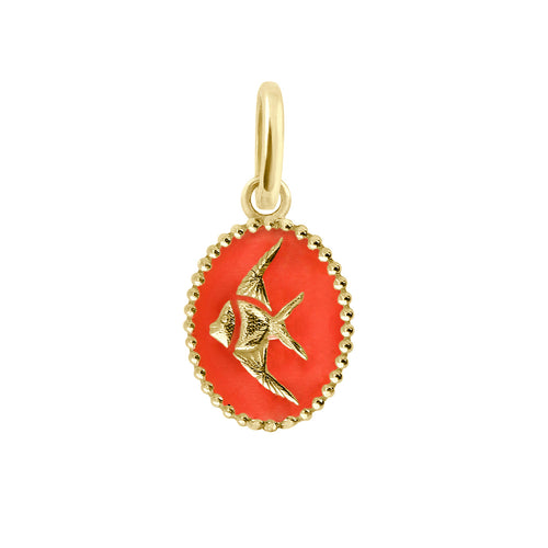 Gigi Clozeau - Pendentif Poisson Ange résine corail, or jaune