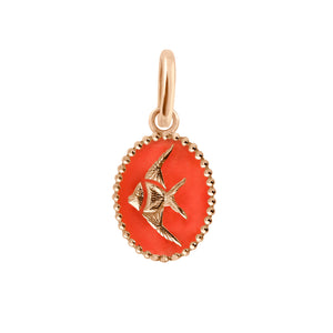 Gigi Clozeau - Pendentif Poisson Ange résine corail, or rose