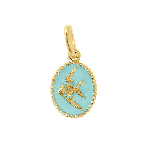 Gigi Clozeau - Pendentif Poisson Ange résine glacier, or jaune