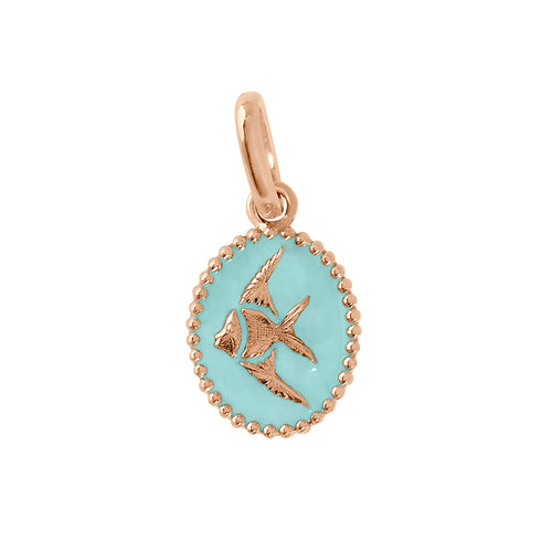 Gigi Clozeau - Pendentif Poisson Ange résine glacier, or rose