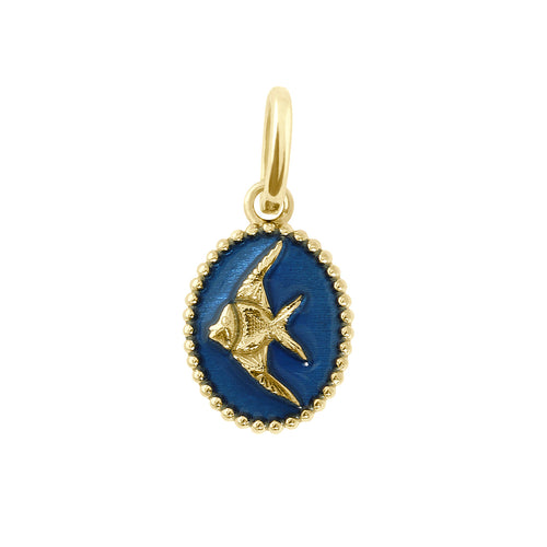 Gigi Clozeau - Pendentif Poisson Ange résine saphir, or jaune