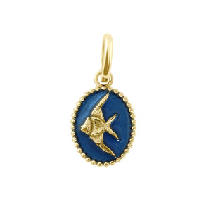 Gigi Clozeau - Pendentif Poisson Ange résine saphir, or jaune