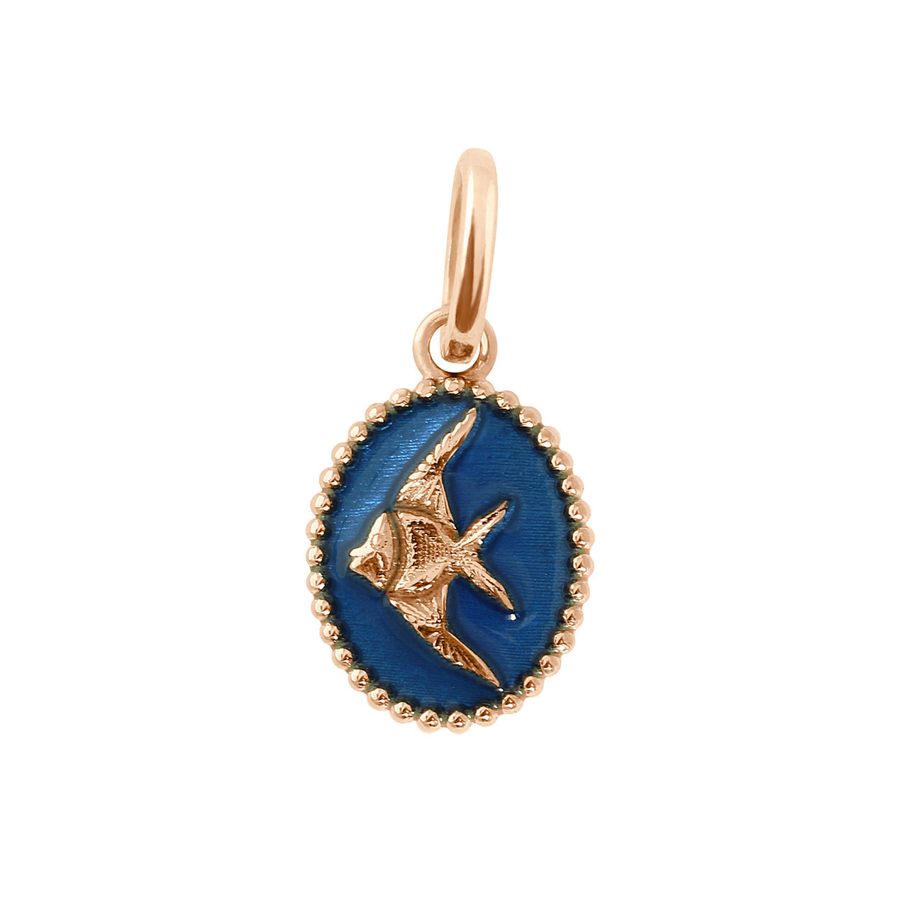 Gigi Clozeau - Pendentif Poisson Ange résine saphir, or rose