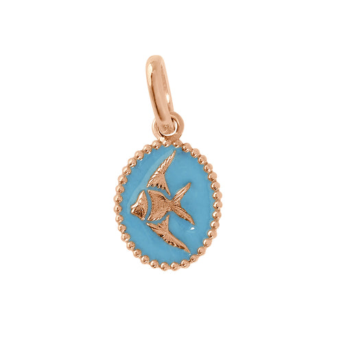 Gigi Clozeau - Pendentif Poisson Ange résine turquoise, or rose