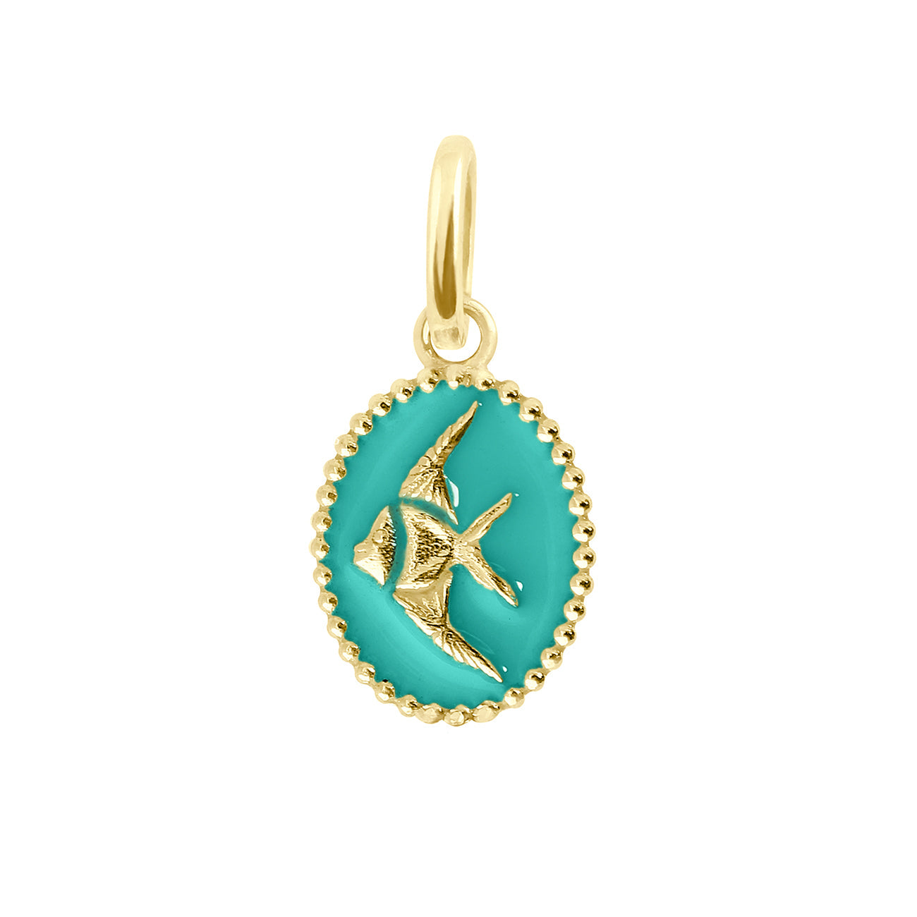 Gigi Clozeau - Pendentif Poisson Ange résine turquoise vert, or jaune
