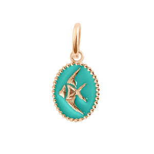 Gigi Clozeau - Pendentif Poisson Ange résine turquoise vert, or rose