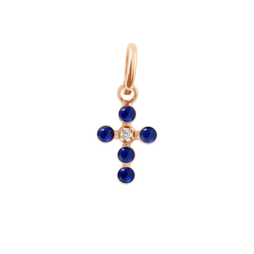 Gigi Clozeau - Pendentif prusse Croix Perlée, or rose, 1 diamant