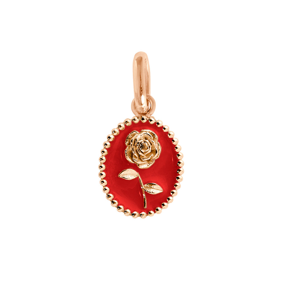 Gigi Clozeau - Pendentif Rose résine coquelicot, or rose