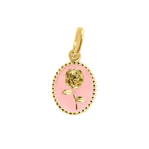 Gigi Clozeau - Pendentif Rose résine rose bébé, or jaune