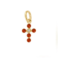 Gigi Clozeau - Pendentif rubis Croix Perlée, or jaune, 1 diamant