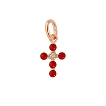 Gigi Clozeau - Pendentif rubis Croix Perlée, or rose, 1 diamant