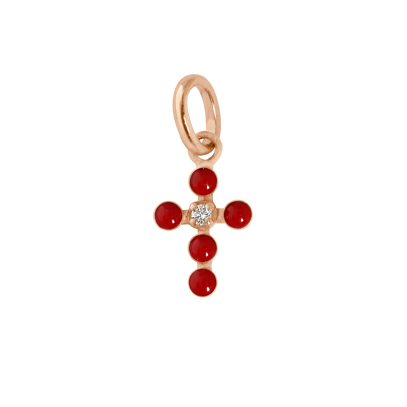 Croix Pendentif Très Ancienne (19ème) En Or Rose Et Argent - Ornée De Diamants Et Rubis - Style Provençal
