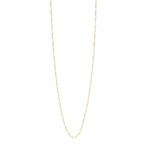 Gigi Clozeau - Sautoir blanc Classique Gigi, or jaune, 86 cm