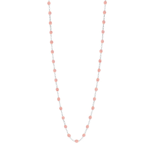 Gigi Clozeau - Sautoir blush Classique Gigi, or blanc, 60 cm
