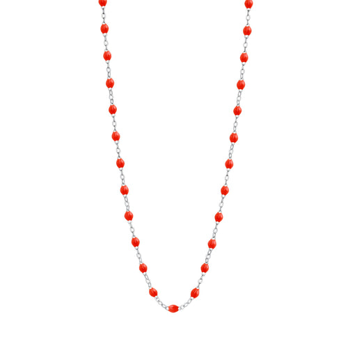 Gigi Clozeau - Sautoir corail Classique Gigi, or blanc, 60 cm