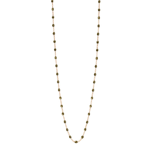 Gigi Clozeau - Sautoir kaki Classique Gigi, or rose, 86 cm