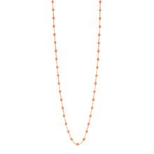 Gigi Clozeau - Sautoir orange fluo Classique Gigi, or rose, 86 cm