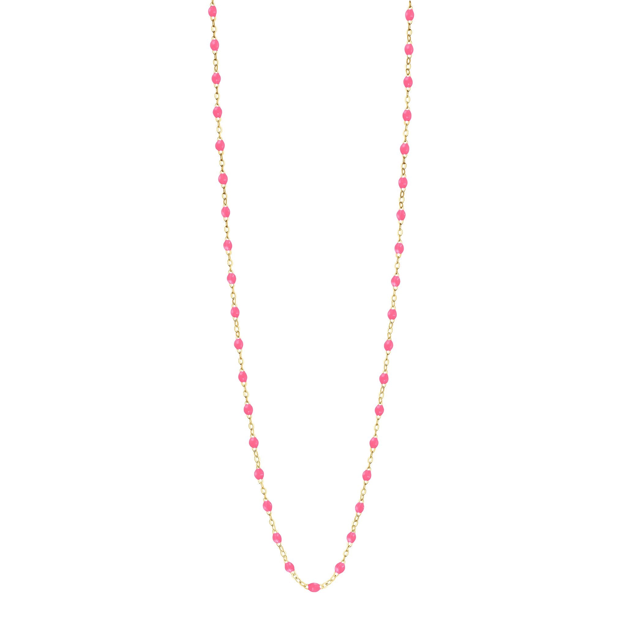 Gigi Clozeau - Sautoir rose fluo Classique Gigi, or jaune, 86 cm