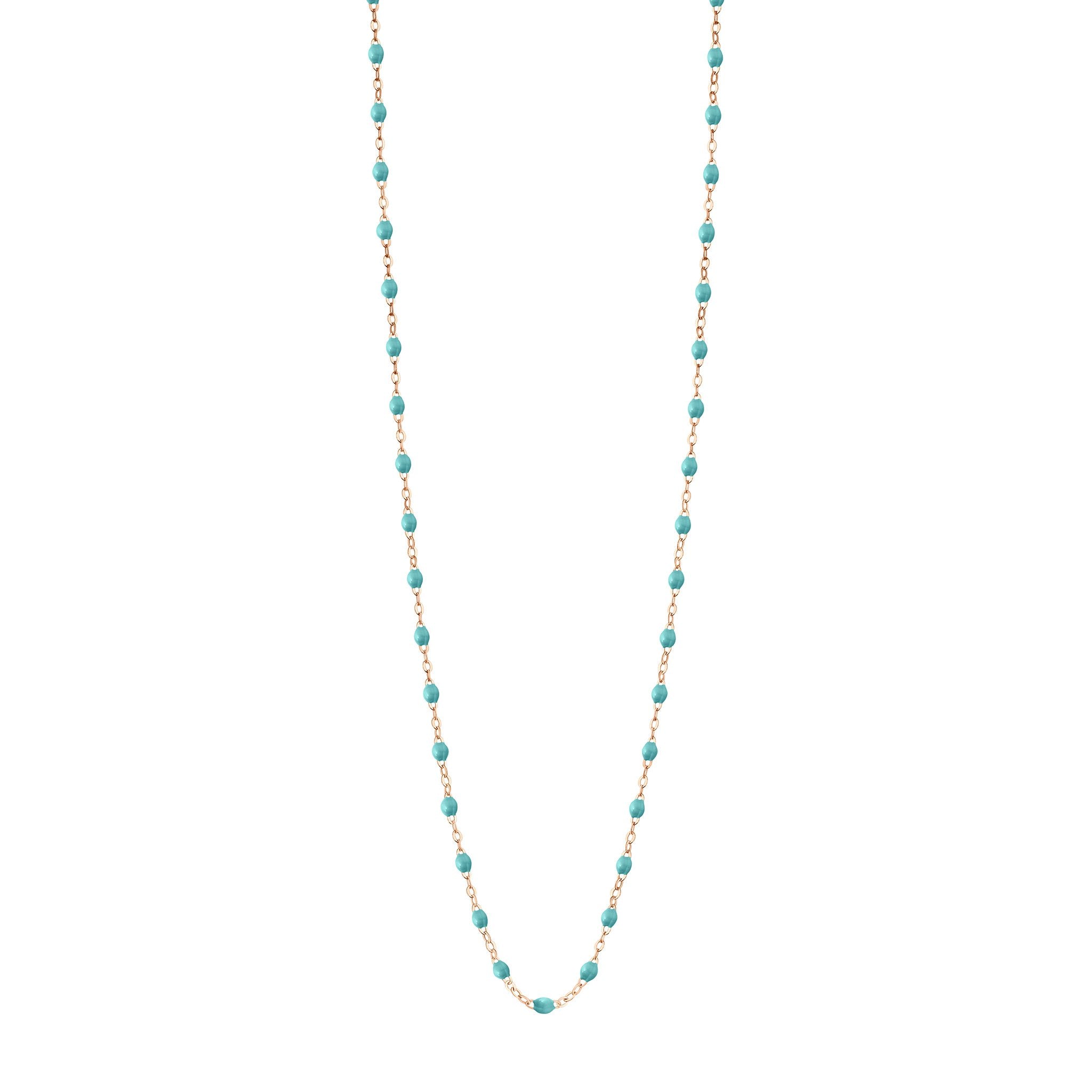 Gigi Clozeau - Sautoir turquoise vert Classique Gigi, or rose, 86 cm
