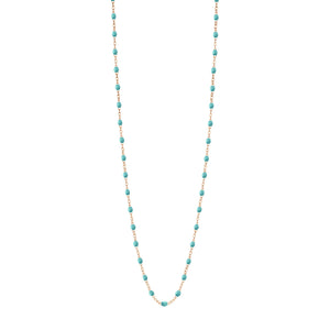 Gigi Clozeau - Sautoir turquoise vert Classique Gigi, or rose, 86 cm