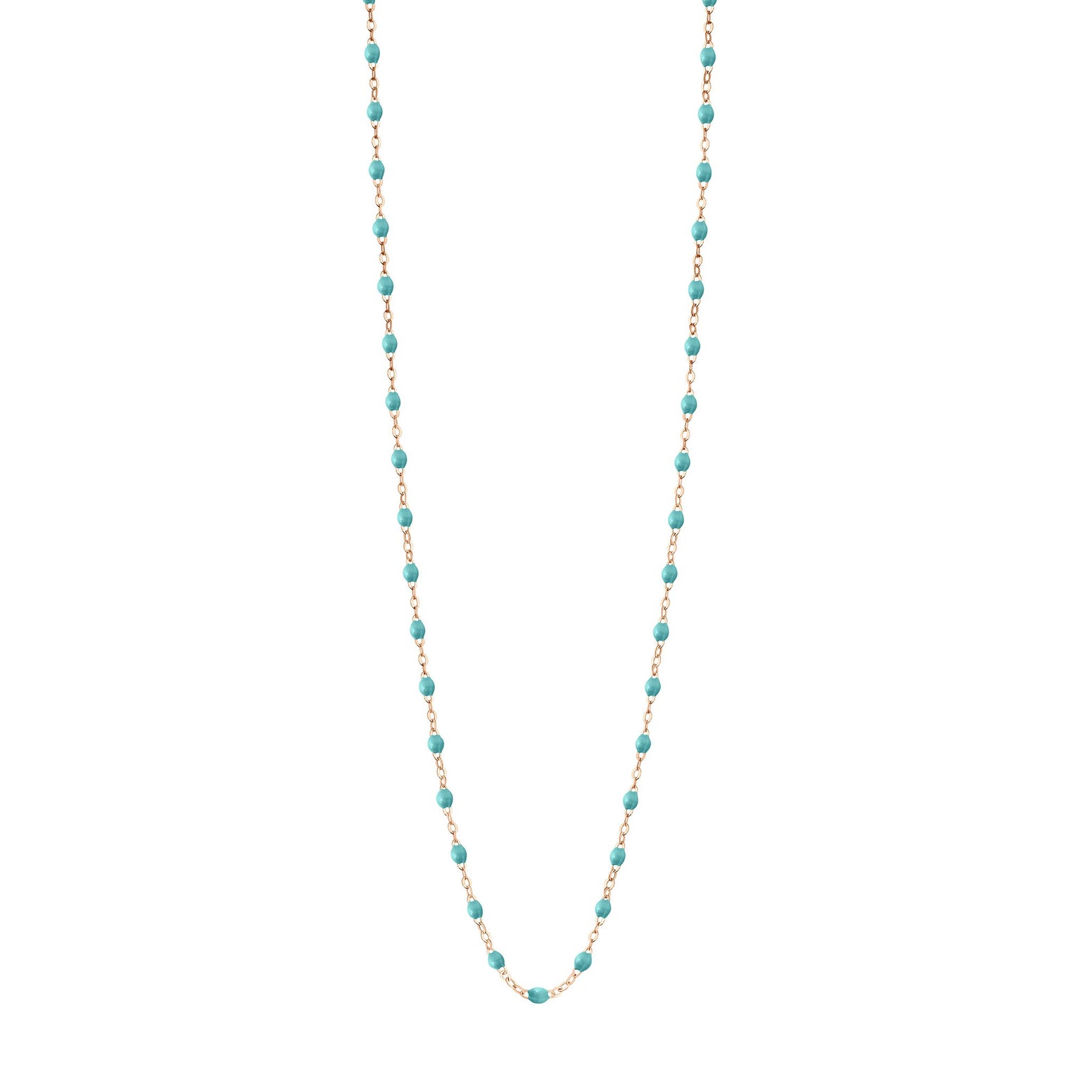 Gigi Clozeau - Sautoir turquoise vert Classique Gigi, or rose, 86 cm