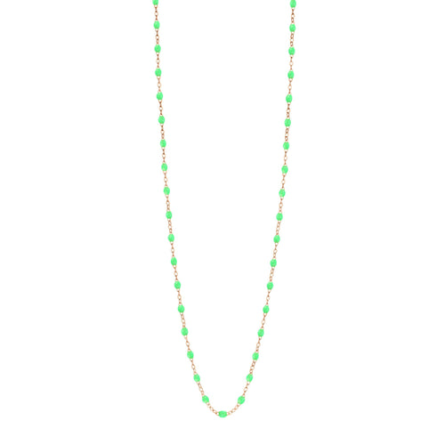 Gigi Clozeau - Sautoir vert fluo Classique Gigi, or rose, 60 cm