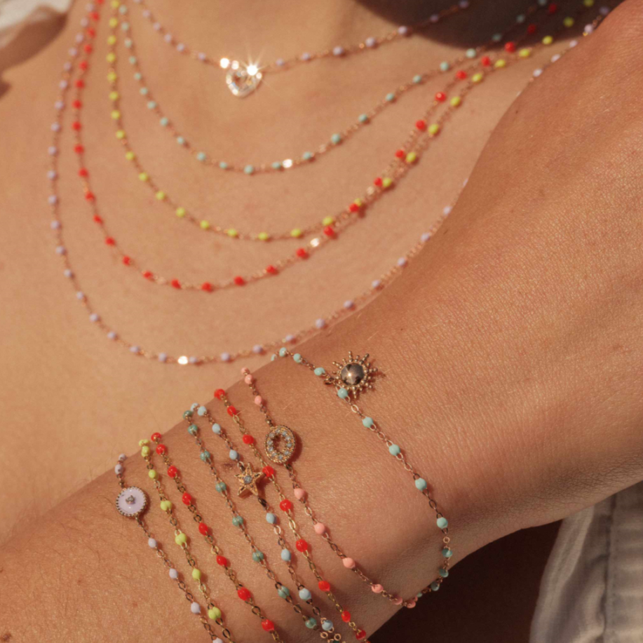 Gigi Clozeau - Bracelet corail Classique Gigi, or jaune, 15 cm